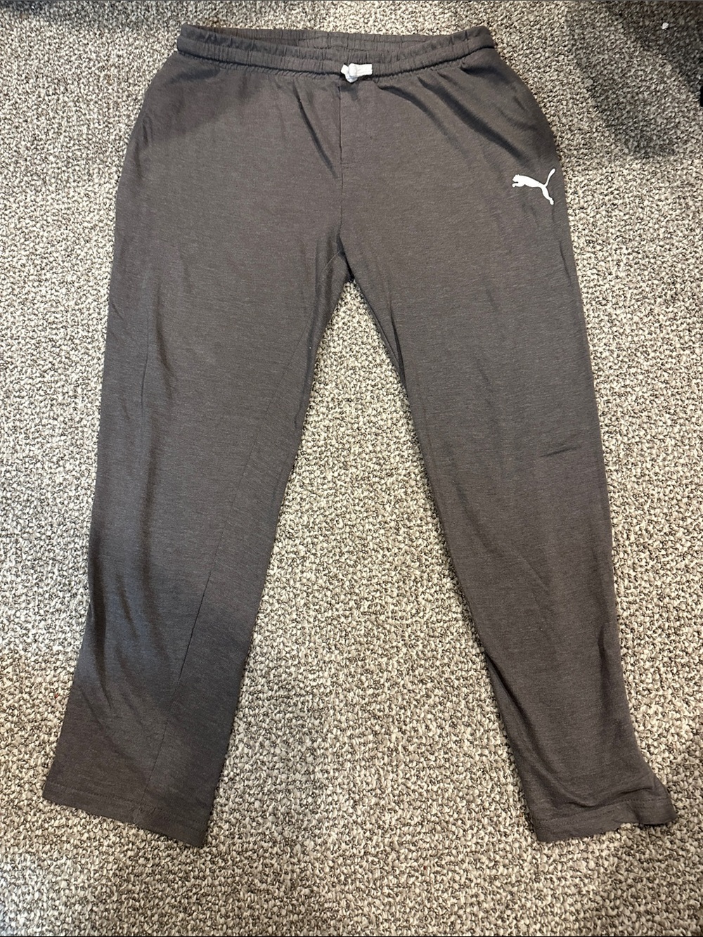 Puma Charcoal Gray Jogger Sweatpants with White Logo